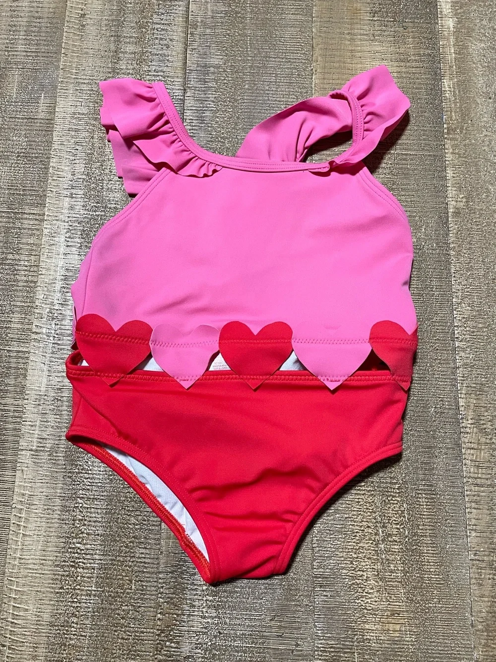 Mini Boden Girls One-Piece Swimsuit in Pink and Red
